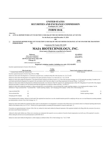 Vorschaubild MAIA Biotechnology 10-K Jahresbericht 2024