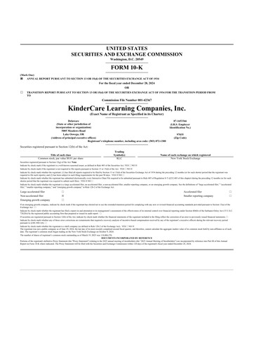 Thumbnail KinderCare Learning Companies 10-K Annual Report 2024