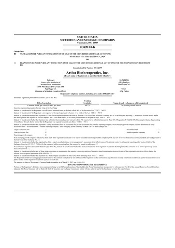 Thumbnail Artiva Biotherapeutics 10-K Annual Report 2024
