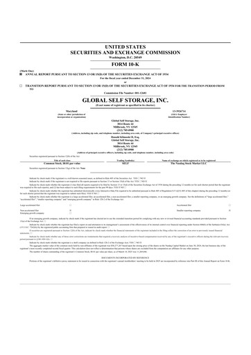 Thumbnail Global Self Storage 10-K Annual Report 2024