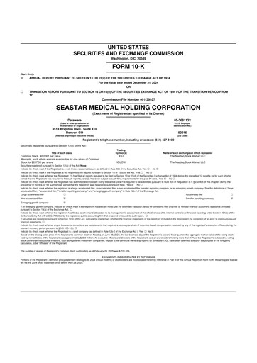 Vorschaubild SeaStar Medical  10-K Jahresbericht 2024