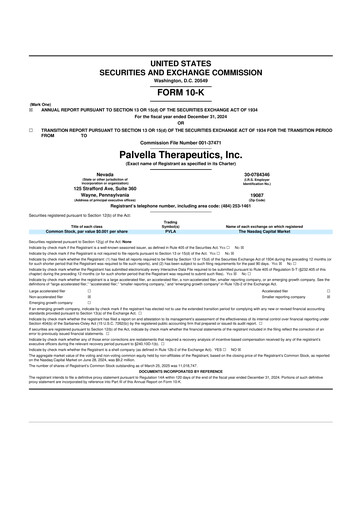 Thumbnail Palvella Therapeutics 10-K Annual Report 2024