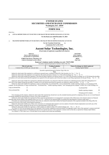 Thumbnail Ascent Solar Technologies 10-K Annual Report 2024