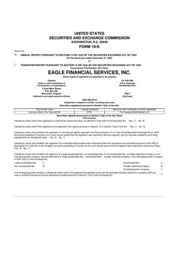 Thumbnail Eagle Financial Services 10-K Annual Report 2024