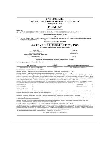 Thumbnail Aardvark Therapeutics 10-K Annual Report 