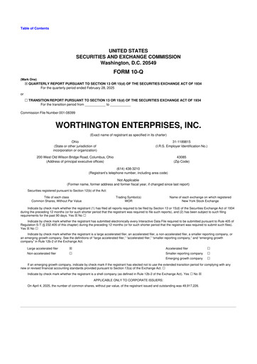 Miniature Worthington Enterprises 10-Q Rapport trimestriel 2025 