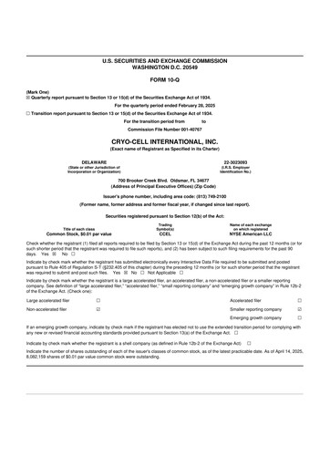 Thumbnail Cryo-Cell International 10-Q Quarterly Report FY2025 