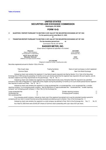 Thumbnail Badger Meter
 10-Q Quarterly Report FY2025 