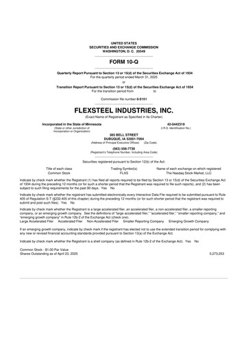 Thumbnail Flexsteel Industries 10-Q Quarterly Report FY 