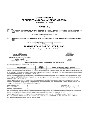 Thumbnail Manhattan Associates
 10-Q Quarterly Report FY2025 