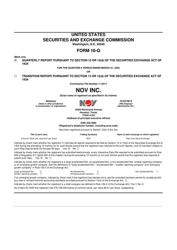 Thumbnail NOV 10-Q Quarterly Report FY2025 