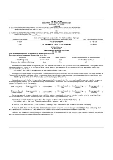 Thumbnail OGE Energy
 10-Q Quarterly Report FY2025 