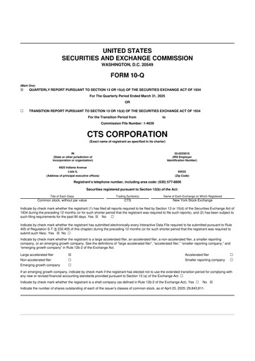 Miniature CTS Corporation 10-Q Rapport trimestriel 2025 