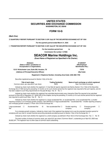 Thumbnail SEACOR Marine 10-Q Quarterly Report FY2025 