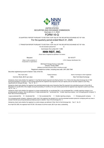 Thumbnail NNN REIT 10-Q Quarterly Report FY2025 