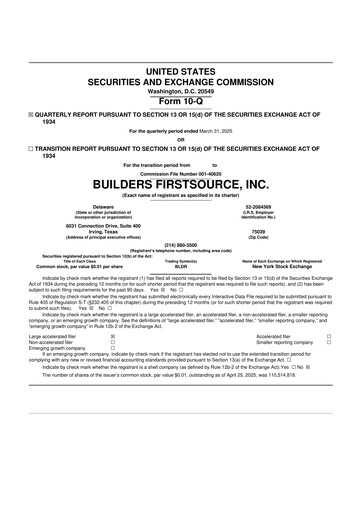Thumbnail Builders FirstSource
 10-Q Quarterly Report FY2025 