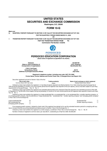 Miniature Perdoceo Education 10-Q Rapport trimestriel 2025 