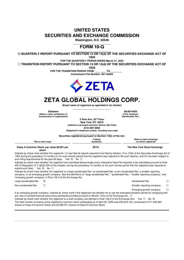 Miniature Zeta Global 10-Q Rapport trimestriel 2025 