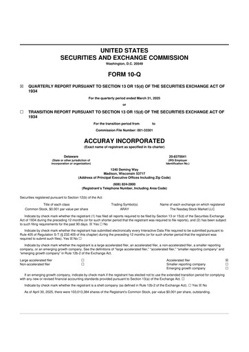 Thumbnail Accuray 10-Q Quarterly Report FY2025 