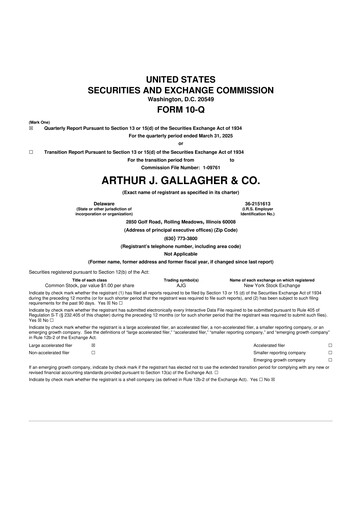 Vorschaubild Arthur J. Gallagher & Co.
 10-Q Quartalsbericht 2025 