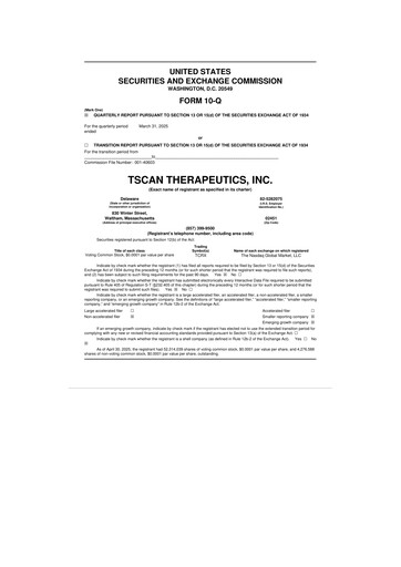 Thumbnail TScan Therapeutics 10-Q Quarterly Report FY2025 