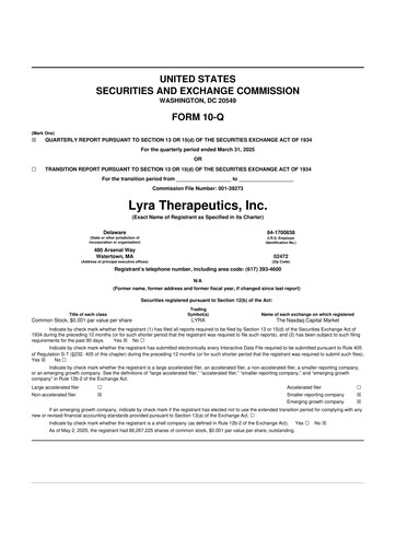 Thumbnail Lyra Therapeutics 10-Q Quarterly Report FY2025 