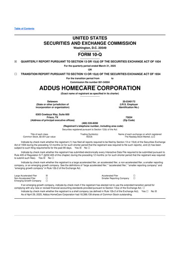 Thumbnail 
Addus HomeCare 10-Q Quarterly Report FY2025 