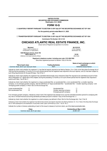Thumbnail Chicago Atlantic Real Estate Finance 10-Q Quarterly Report FY 