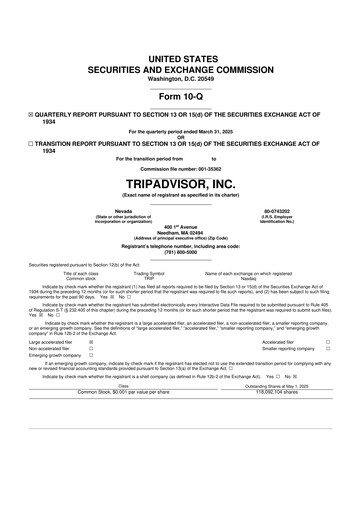 Miniature TripAdvisor 10-Q Rapport trimestriel 2025 