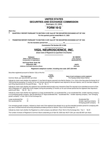 Thumbnail Vigil Neuroscience 10-Q Quarterly Report FY2025 