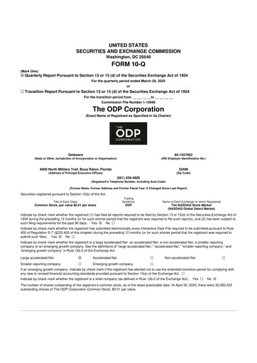 Thumbnail The ODP Corporation
 10-Q Quarterly Report FY2025 