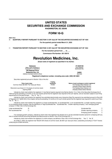 Thumbnail Revolution Medicines
 10-Q Quarterly Report FY2025 