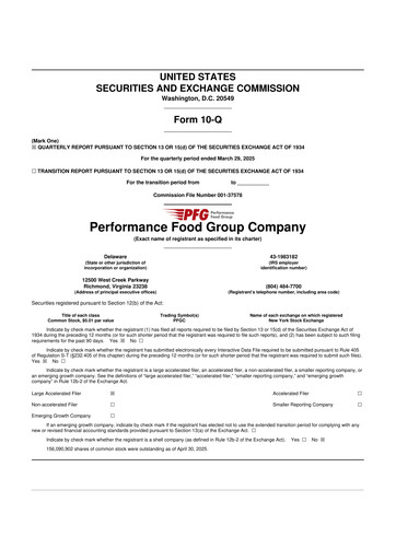 Vorschaubild Performance Food Group 10-Q Quartalsbericht 2025 