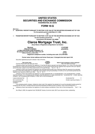 Miniature Claros Mortgage Trust 10-Q Rapport trimestriel 2025 