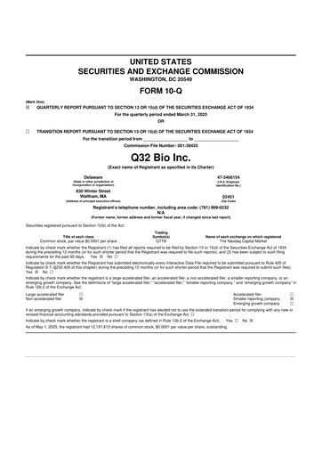 Vorschaubild Q32 Bio 10-Q Quartalsbericht 2025 