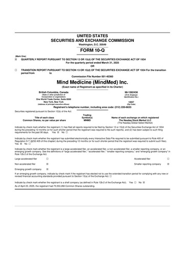 Thumbnail Mind Medicine (MindMed) 10-Q Quarterly Report FY2025 