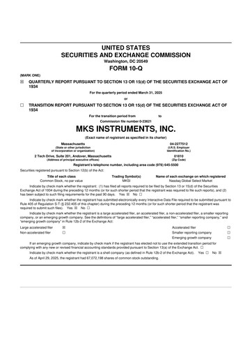 Thumbnail MKS Instruments 10-Q Quarterly Report FY2025 