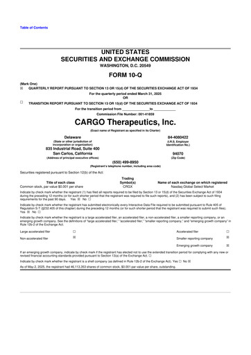 Thumbnail CARGO Therapeutics 10-Q Quarterly Report FY 