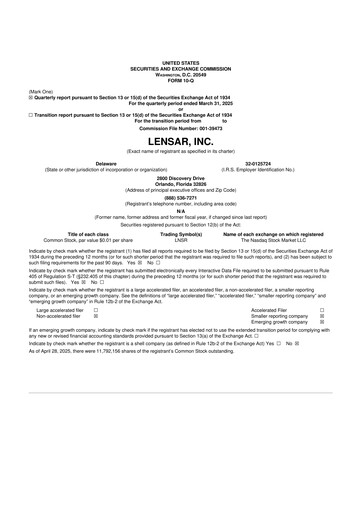 Thumbnail LENSAR 10-Q Quarterly Report FY2025 