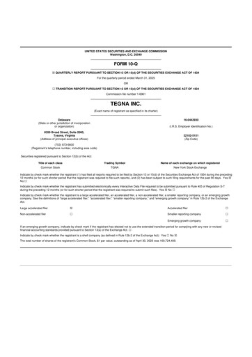 Thumbnail Tegna 10-Q Quarterly Report FY2025 