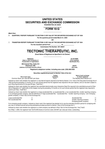 Thumbnail Tectonic Therapeutic 10-Q Quarterly Report FY 