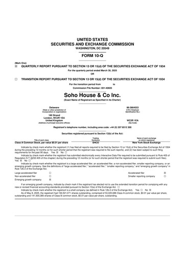 Thumbnail Soho House & Co 10-Q Quarterly Report FY2025 