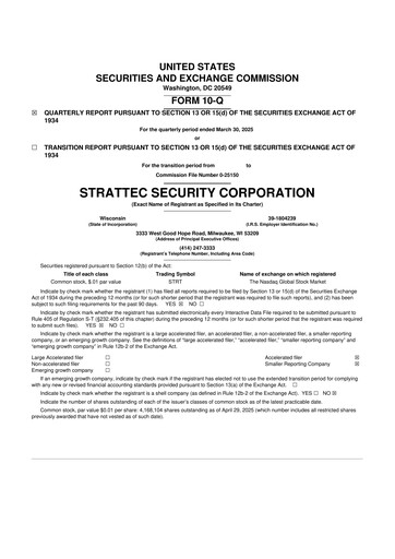 Vorschaubild Strattec Security 10-Q Quartalsbericht 2025 