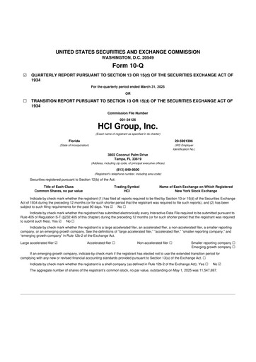 Thumbnail HCI Group
 10-Q Quarterly Report FY2025 