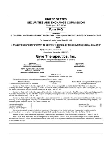 Vorschaubild Gyre Therapeutics 10-Q Quartalsbericht  