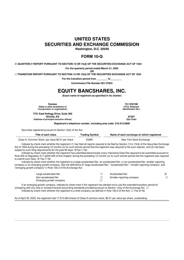 Thumbnail Equity Bancshares 10-Q Quarterly Report FY2025 