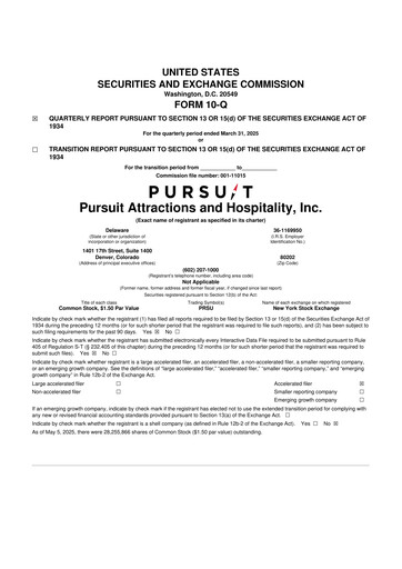 Thumbnail Pursuit Attractions and Hospitality 10-Q Quarterly Report FY2025 