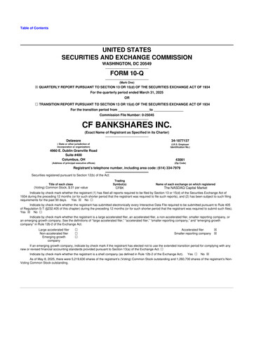 Miniature CF Bankshares 10-Q Rapport trimestriel 2025 