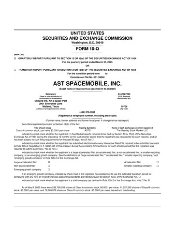 Thumbnail AST SpaceMobile 10-Q Quarterly Report FY2025 