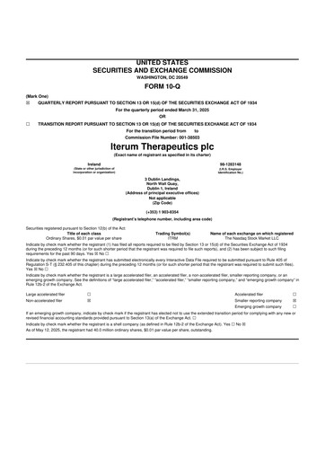 Miniature Iterum Therapeutics 10-Q Rapport trimestriel 2025 